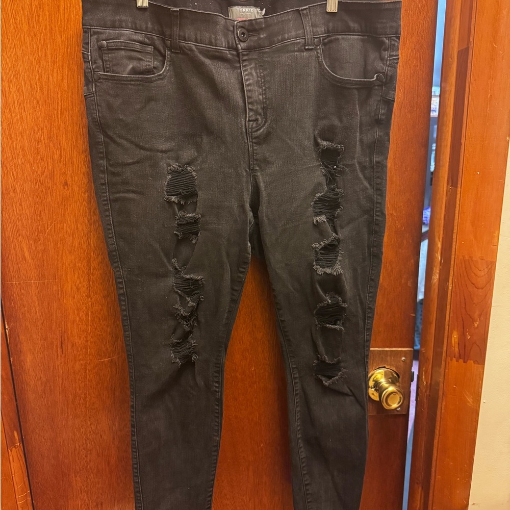 Torrid Black Distressed Skinny Jeans